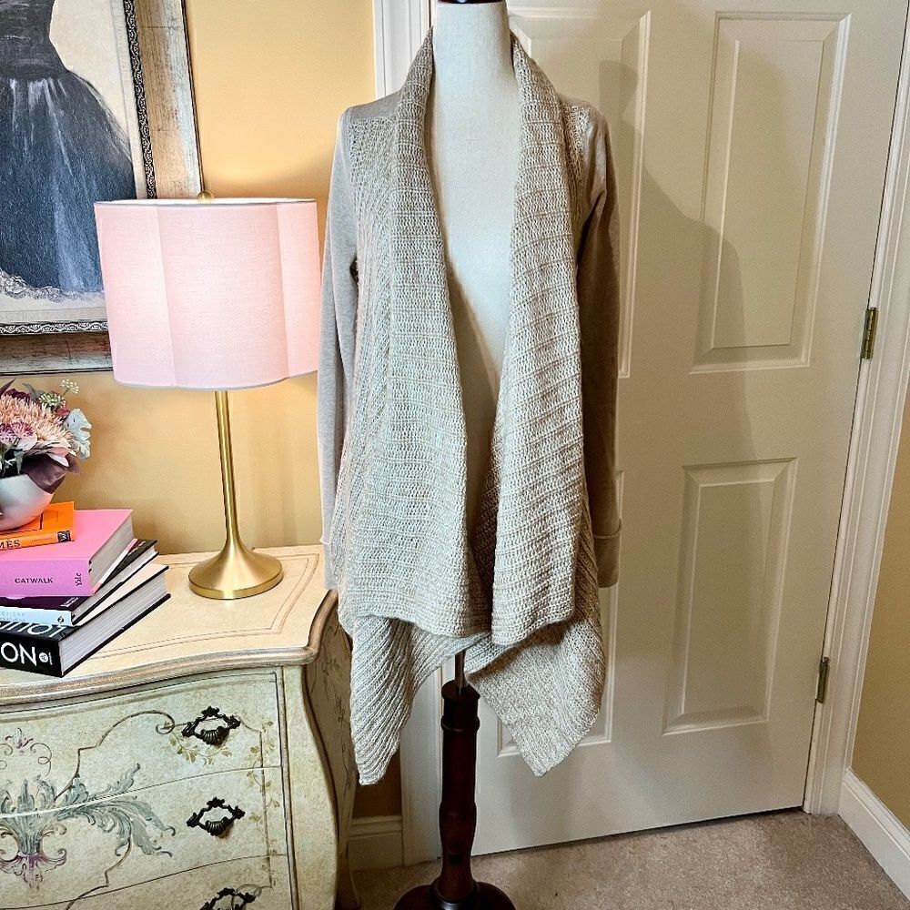 Anthropologie Saturday Sunday Casado Knit Front Cardigan Tan Sweater Size XS - Picture 2 of 5